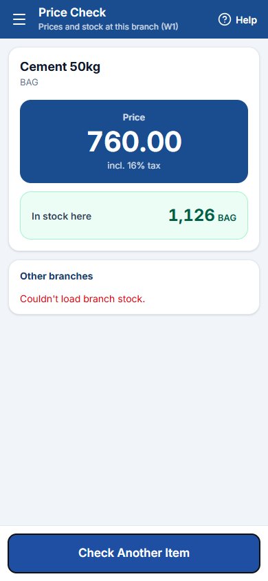 Phone price check screen